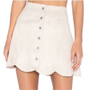 Lovers + Friends Faux Suede Pink Scalloped Mini Skirt | Size M